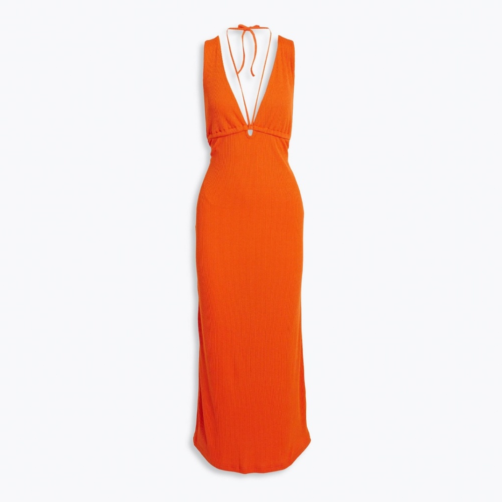 Walter Baker Carmen Ribbed Jersey Halterneck Midi Dress - Picture 7 of 15